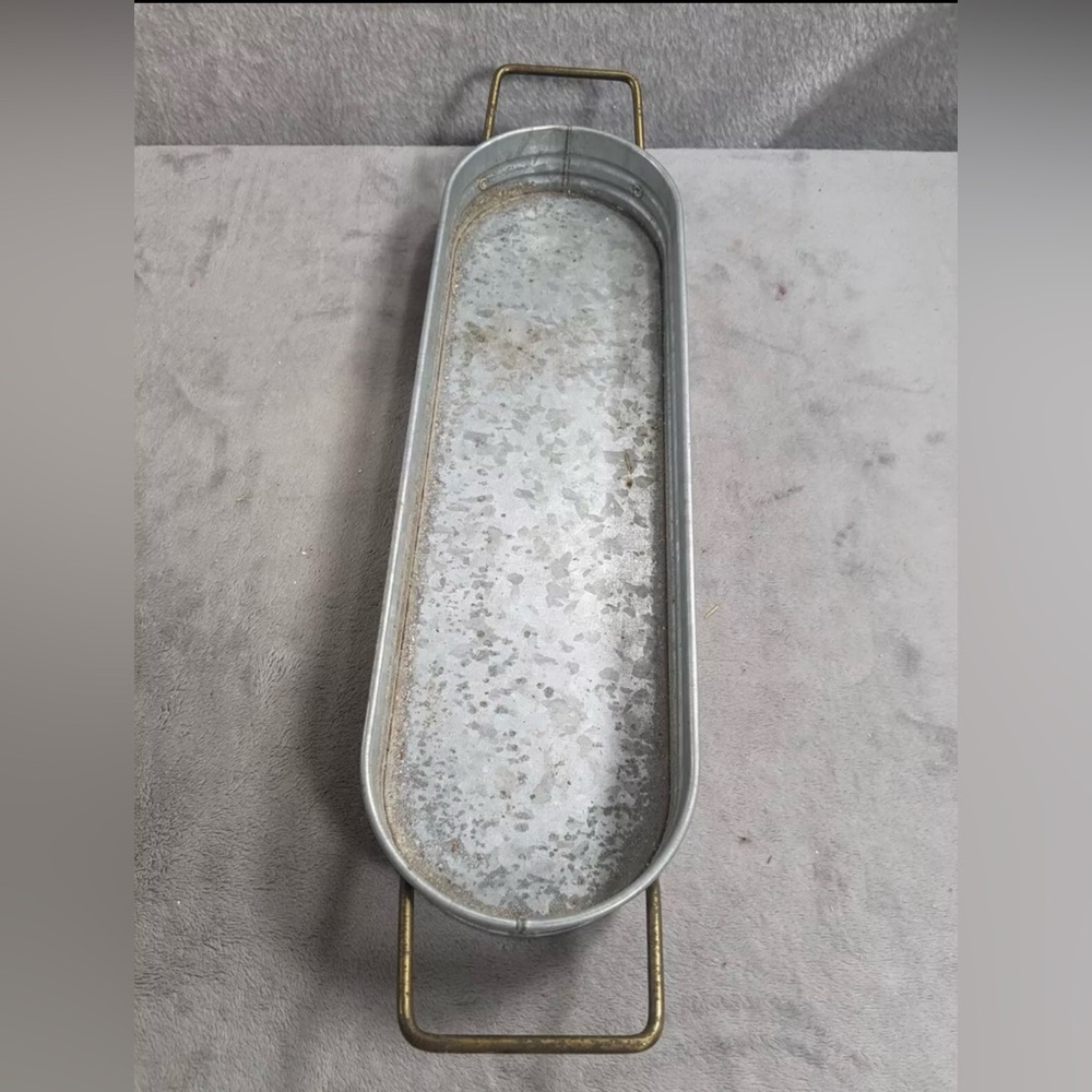 BETTER HOME & GARDENS Galvanized Metal Snack Condiment Planter Tray #1029241